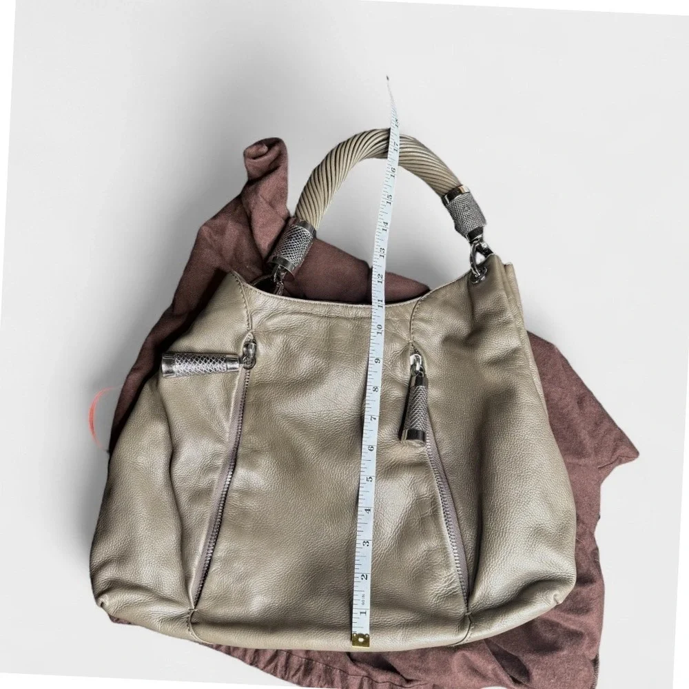 Michael Kors Tonne‎ Shoulder Bag Hobo Taupe Leather Designer Purse Handbag
